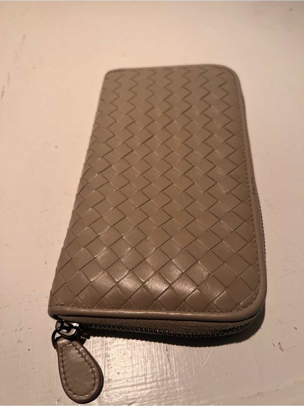 Bottega Veneta Long Leather Wallet — Taupe